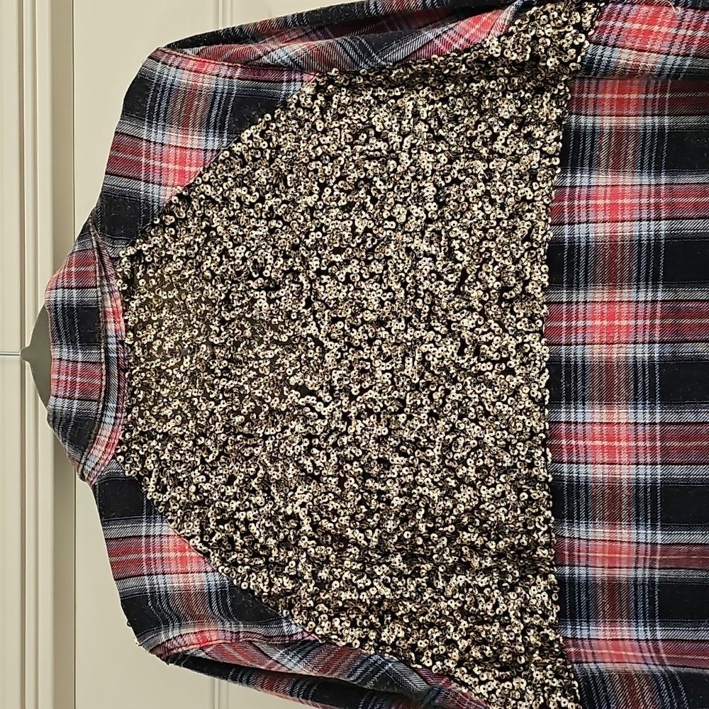 Free People Sequin Western Flannel Top - Picture 5 of 16